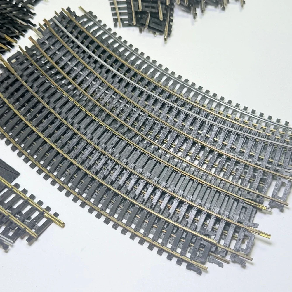 50 Piece HO Scale Model Train Track Lot Curved Straight Switch Brass Nickel